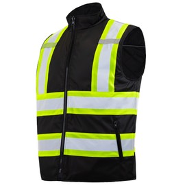 JORESTECH High Visibility Reversible Insulated Safety Vest with ANSI Compliant Reflective Two-Tone Tape Bodywarmer (Small)