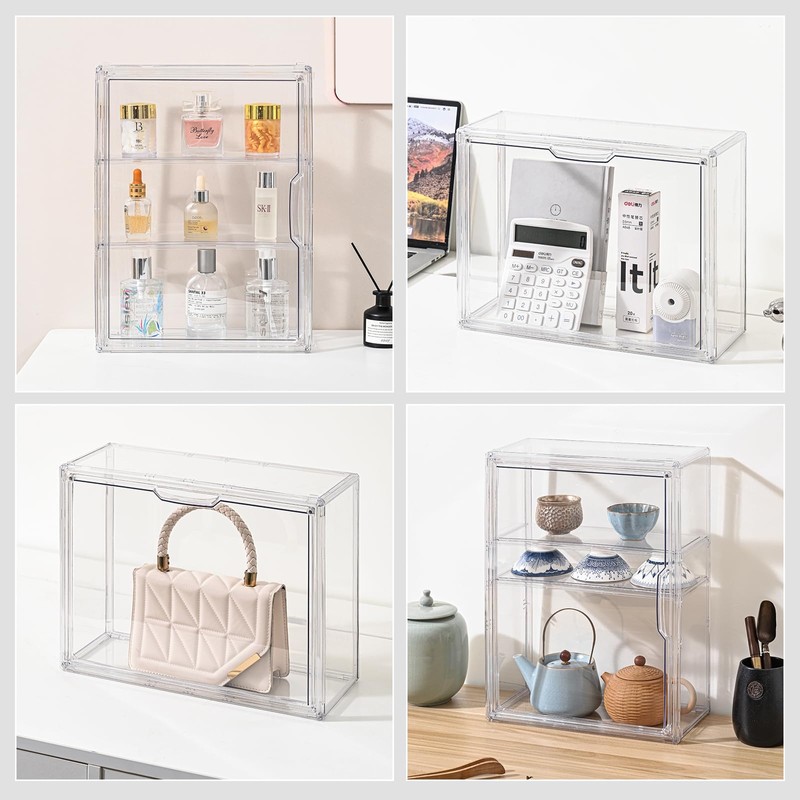 VGLXTRNT 3 Tier Clear Display Case for Figures, Wall-Mounted Acrylic