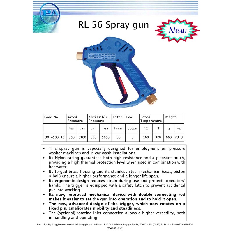 P.A. RL56: Pressure Power Washer Gun Trigger Industrial Spray Wand