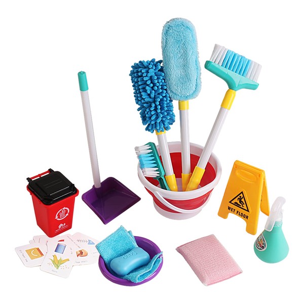 deAO Kids Cleaning Set, 14 PCS Pretend Household Cleaning Toys, Housekeeping Cleaning Tools Christmas Birthday Gifts for Boys Girls Toddlers