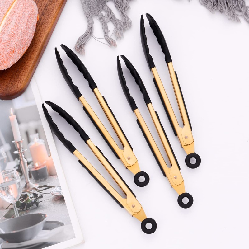 Mafier 4-Piece Kitchen Food Tongs 7" Mini Silicone Serving Tongs