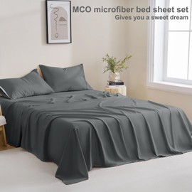 MCO Bedding Twin Bed Sheets Set - Soft Bed Sheets - Cooling Breathable Bedding Set with 16" Deep Pocket (3 Pieces, Twin, Charcoal Gray)