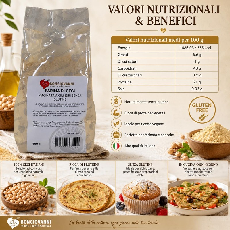 BONGIOVANNI FARINE E BONTA' NATURALI Farina di Ceci 500 g