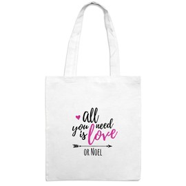 Jutebeutel mit Namen Noel - Motiv All You Need is Love - Farbe weiß - Stoffbeutel, Jutesack, Hipster, Beutel