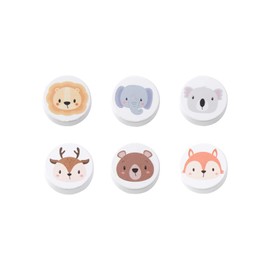 OESSUF Pack of 6 Wooden Cabinet Knobs for Children's Room, 35 mm Round Furniture Knobs with Screws, Wooden Handles for Cupboards, White Door Knobs for Children