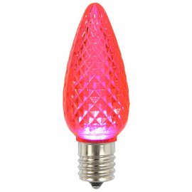 Vickerman C9 LED Pink Faceted Twinkle Bulb Nickel Base, 120V .96 Watts, 25 Bulbs per Pack