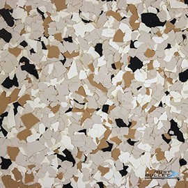 RUST BULLET Decorative Color Flakes - Desert Sand - Customize Concrete Floors with 1 LB of Durable, UV-Resistant Vinyl Chips for Stunning, Long-Lasting Designs