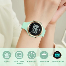 Womens Watch, Digital Watches for Women Female Wrist Watch Sport Chronograph Resin Matte Strap Women's Watch Easy Read Montre Femme
