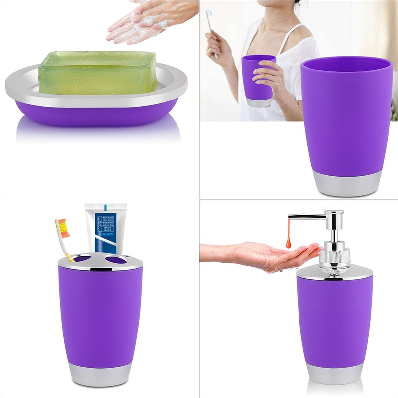 4Pcs/Set Bathroom Suit Accessories Includes Cup Toothbrush Holder Soap Dish