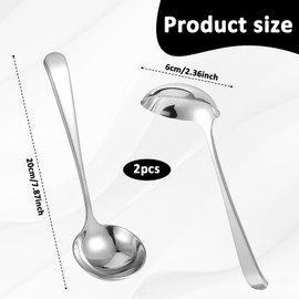 cobee 2 Pack Small Gravy Soup Ladle 7.9 Inch, 18/10 Stainless Steel Sauce Ladle Soup for Sauces or Gravies