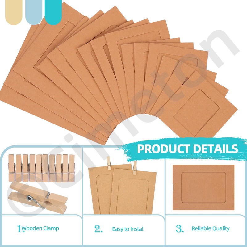 Cimeton 50Pcs Brown Paper Picture Frames 3" 4" 5" 6"