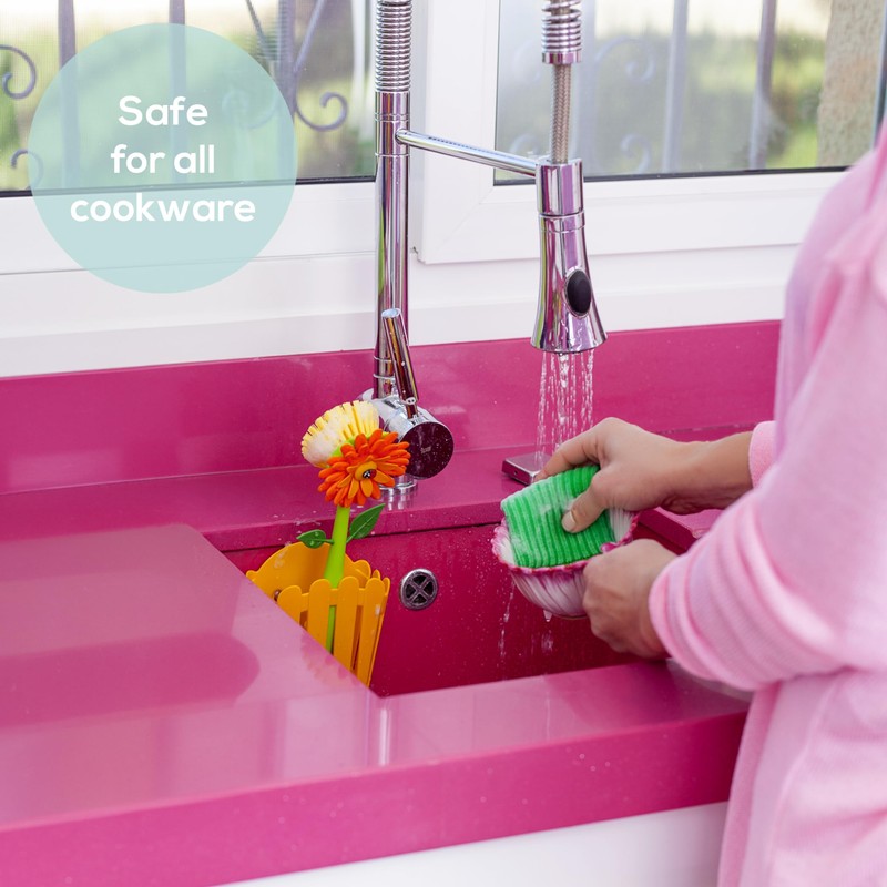 VIGAR Flower Power Spülbecken Organizer mit Spülbürste und Schwamm, PVC,