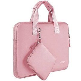 Laptop Sleeve 13 13.3 13.5 Inch Case for MacBook Air Pro 13"-13.3", Surface Laptop 13.5", Water Repellent Elastic Neoprene Notebooks Hand Bag with Handle and Small Case, Pink
