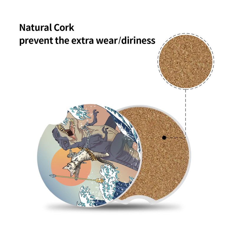 Adastrah Car Coasters Pack of 2,Absorbent Ceramic Car Coasters Set
