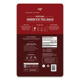 Gourmet Royale Hibiscus Tea, 100 Count, Sustainable Tea Bags, Pure Hibiscus Flowers, Caffeine & Sugar Free, Non-GMO & Vegan, Grown in Sri Lanka, (Pack of 1)