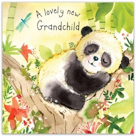 Twizler New Grandchild Card with Baby Panda - New Baby Card - Congratulations Card - New Granddaughter Card - New Grandson Card - New Grandparents Cards - New Grandchild Gifts