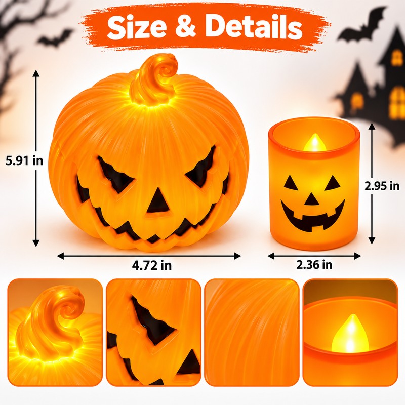 Halloween Pumpkin Skull Ghost Lantern – LED Candle Light Lamp