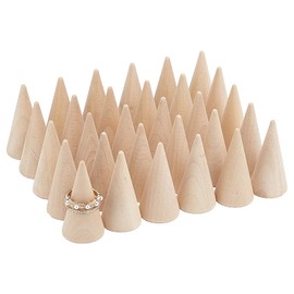 FINGERINSPIRE 30 Pcs Wood Cone Ring Holder Finger Jewelry Display Stand（BurlyWood 25x50mm） Ring Display Stands Organizer DIY Craft for Retail Jewelry Organizer Holder