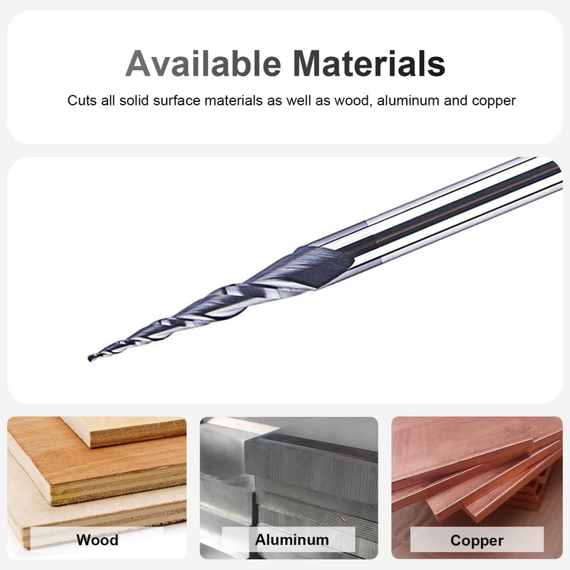 SpeTool Tapered Spiral End Mill Ball Nose Router Bit, 0.25