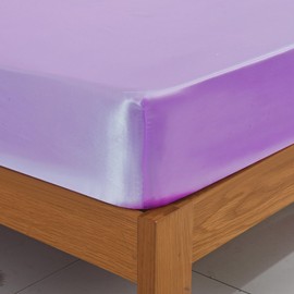 ROOEE Satin Silk Fitted Sheet with Pillowcase Set Breathable Soft Bedding Brushed Fabric Wrinkle, Shrinkage and Fade Resistant Bottom Bed Sheets (LILAC, Double)