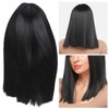 Women Long Straight Hair Full Wig Black Synthetic Wig With