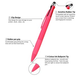 Multicolor Pen in One Multi Color Pen with Stylus Tip 4 Color Pen Nurse Accessories for Work Stylus Pens for Touch Screens 1.0mm Ballpoint Pen (9)
