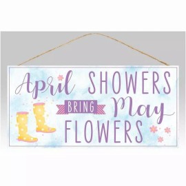 Craig Bachman April Showers Brings May Flowers, Plaque, Wall Art, 12.5"L x 6"H, Paper Board