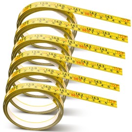 Saysurey 6 Pcs 12 ft Self Adhesive Measuring Tape Adhesive Backed Double Scale Ruler Measuring Tape for Work Woodworking Workbench Saw Drafting Table(Yellow)