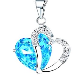 Women's 925 Sterling Silver Cubic Zirconia with Vivid Heart Necklace (Style 9)