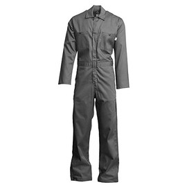 Lapco FR CVEFR7GY-LAR RG Flame Resistant Economy Coveralls, 100% Cotton Twill with Moisture Management, HRC 2, NFPA 70E, 7 oz, Large Regular, Gray