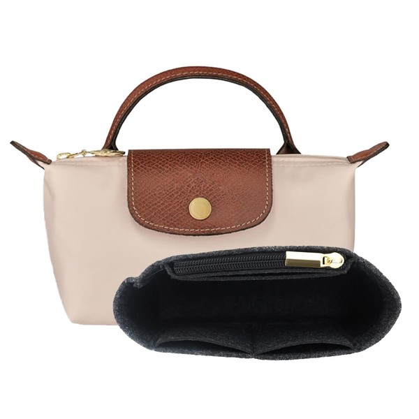 Keepatin Elegant and Functional Black Felt Handbag Organizer, Multi-Pocket Folding