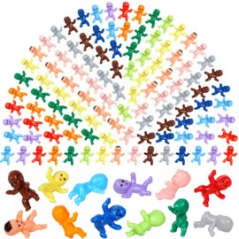 selizo Selizo 120pcs Mini Plastic Babies, Tiny Plastic Baby Figurines Small King Cake Babies Bulk for Ice Cube My Water Broke Baby Shower Games (12 Colors)