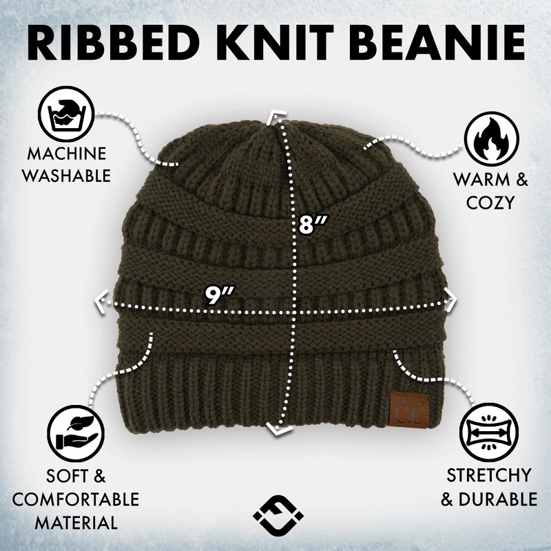 Funky Junque Exclusives - Gorro de punto acanalado sólido para