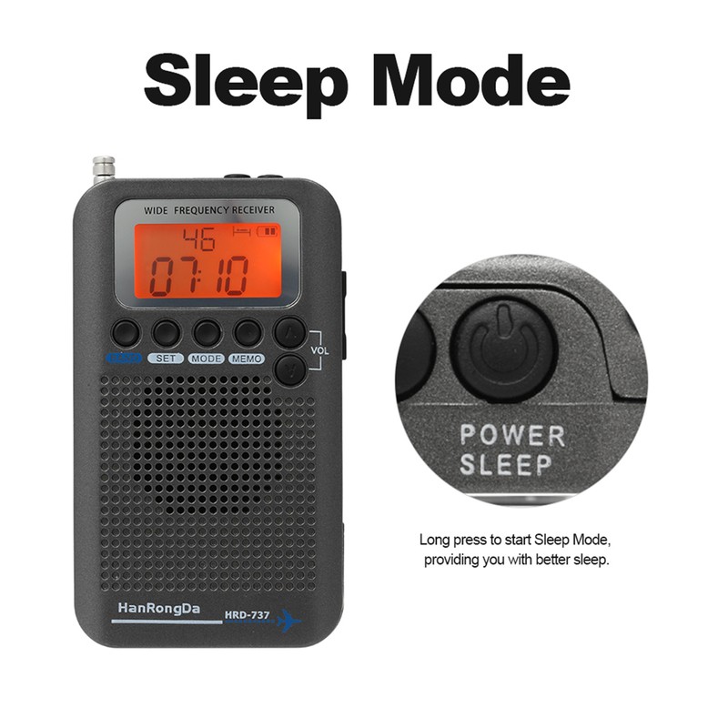 HanRongDa HRD-737 Portable Full Band Radio Aircraft Band Receiver FM/AM/SW/