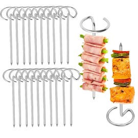 Ouliget Metal Standing Kebab Skewers, Stainless Steel Air Fryer & BBQ Accessories - Vertical Skewers for Fruit & Meat, 18 Pieces, 4Inches