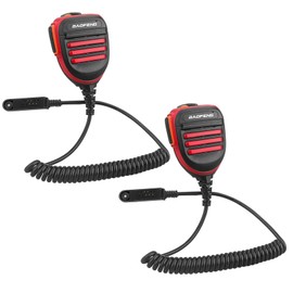 BAOFENG Waterproof Microphone,Handheld Remote Shoulder Speaker walkie Talkie mic for UV-9R Plus UV-9RPRO UV-9G GMRS-9R UV-XR GT-3WP BF-A58 BF-9700 R760 Waterproof Two Way Radio mic (Red*2 Pack)