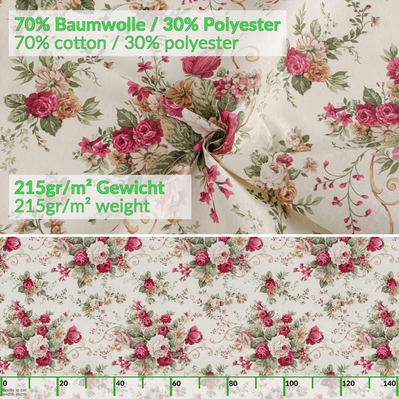 Fabric Tablecloth Washable Table Linen Tablecloth Cotton Polyester Roses 100