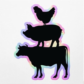 Holographic Decal Stickers of Farm House Animal Sign Premium Waterproof Vinyl Decal Stickers for Laptop Phone Accessory Helmet Car Window Mug Tuber Cup Door Wall Decoration ANDVER3d22581HO