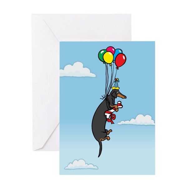 CafePress Black Tan Birthday Weiner Dog Matte Folded Greeting Card Glossy