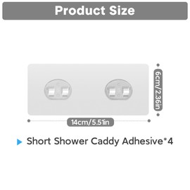 FEPTUASE Shower Caddy Adhesive Replacement, Transparent Strong Adhesive Hooks, No Drilling, Waterproof, for Shower Caddy, Bathroom Storage Shelves and Kitchen Racks (Double*4pcs)