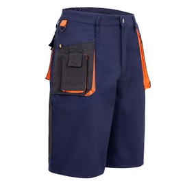 lepni.me Men's Summer Shorts with Pockets, Breathable Comfortable Work Wear, Cargo Work Shorts for Painters, Carpenters, Bodyguards, Gardeners, Navi Blue Without Print