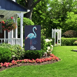 Blue Flamingo Garden Flag with Chucks & Pearls-Decorative Yard Flag for Outdoor Spaces, Progressive Decor for Home & Garden, Durable and Stylish All-Season Flag