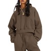 Flygo Womens Fleece 2 Piece Outfits Sweatsuit Crop Pullover Sweatshirt
