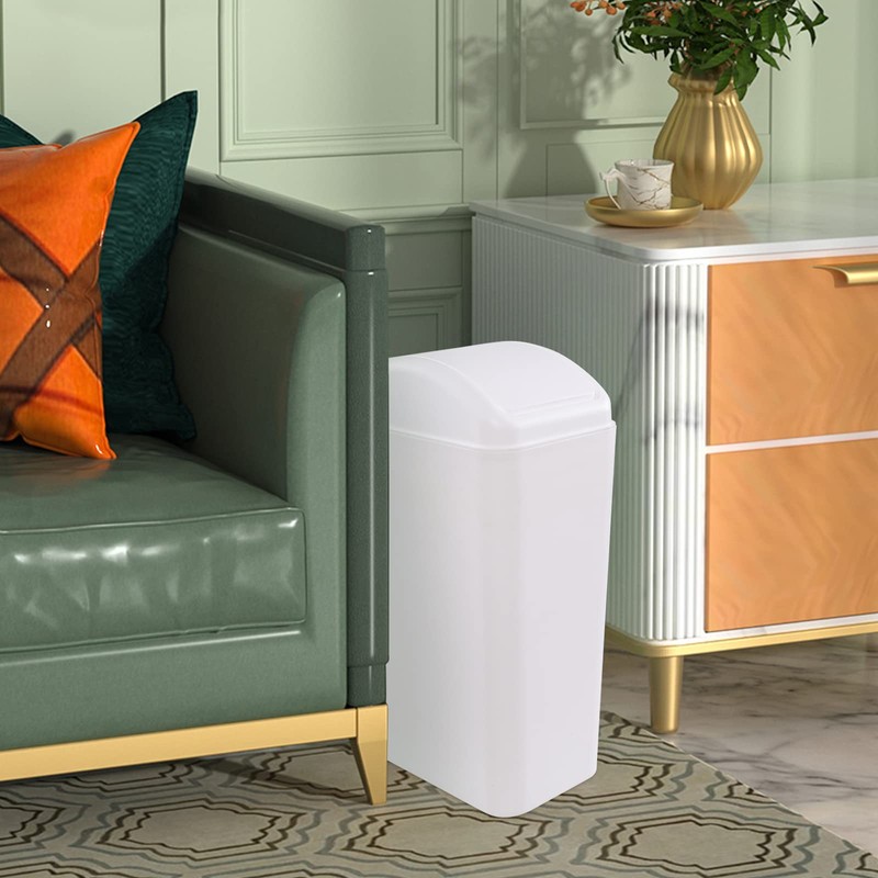Vababa 1 Pack 3 Gallon Plastic Swing Top Trash Can,