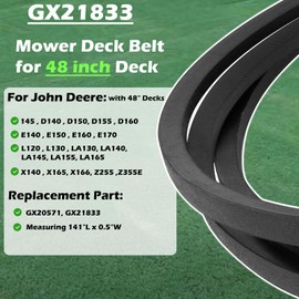 Sunluway Lawn Mower 48" Deck Drive Belt for John Deere GX21833 GX20571 48 Inch Deck D140 D150 D160 L120 L130 LA130 LA140 LA145 LA155 LA165 X140, Replacement for John Deere 48 inch Deck V-Belt
