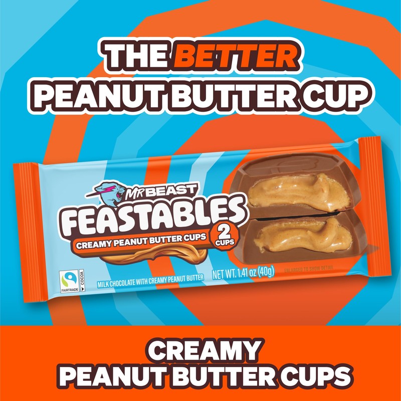MrBeast Feastables Peanut Butter Cups, 24 Count, Milk Chocolate with