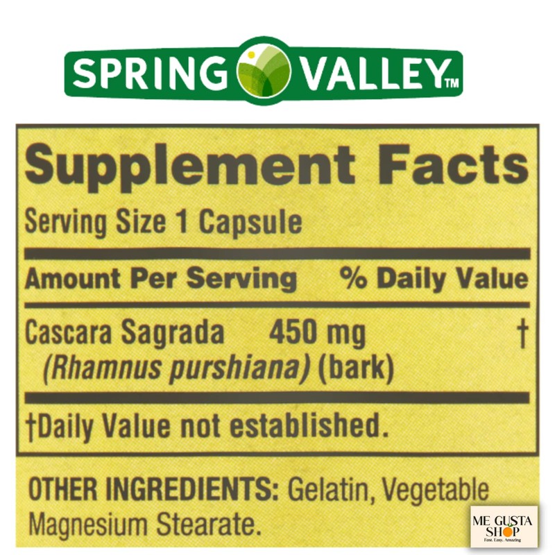 Digestive Health Spring Valley Cascara Sagrada Dietary Supplement 450 mg,