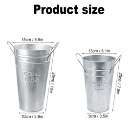Biugaaufai 6 Packs 8 & 10 Inch Tall Galvanized Metal Flower Vases with Handles, Metal Flower Buckets for Cut Flowers, Country Wedding, Table Centerpiece Decorations(Sliver)
