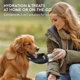 Healthy Hounds Portable Dog Water Bottle for Walking, Travel | 600ml (20.3oz) Leak-Proof Pet Water Dispenser | Black Dog Travel Accessories & Essentials
