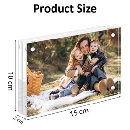 SAREAL Picture Frames Acrylic, 4 x 6 Acrylic Frame, 10 x 15 cm Clear Picture Frames Freestanding Double Sided Magnetic Acrylic Block Photo Frame, 1Pack